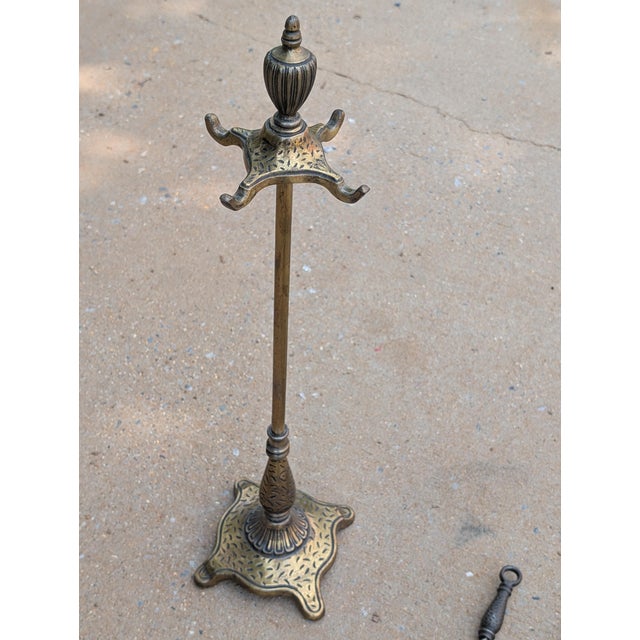 Early 20th Century Vintage Victorian Solid Brass Fireplace Tool Set of Four For Sale - Image 5 of 6