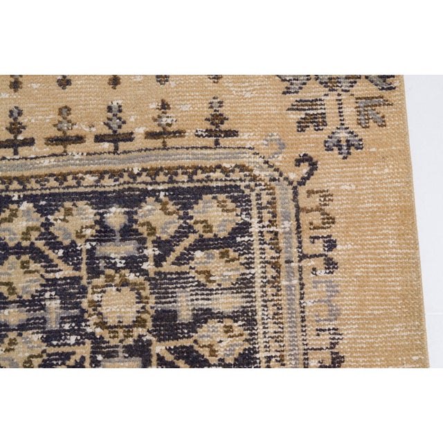 Beige 1950s Muted Beige & Blue Hallway Rug For Sale - Image 8 of 11