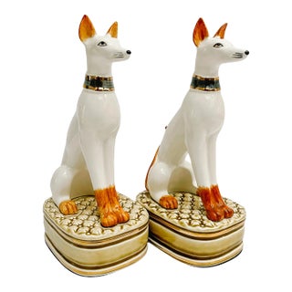 1990s Andrea by Sadek Art Deco Whippet Dog Bookends - a Pair For Sale