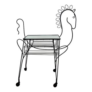 1960s Mid Century John Risley Wire Horse Form Bar Cart For Sale
