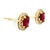 14k Yellow Gold Ruby & Diamond Halo Stud Earrings, A Pair For Sale - Image 9 of 9