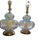 Pair of Mid-Century Murano Style Blue Bullicante Glass Lamps, Attributed to Falkenstein Sculptural mid-century table lamp...