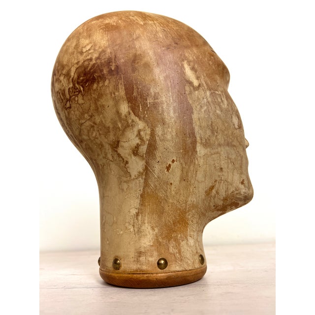Antique Wooden Milliners Head, 1900s For Sale - Image 9 of 15