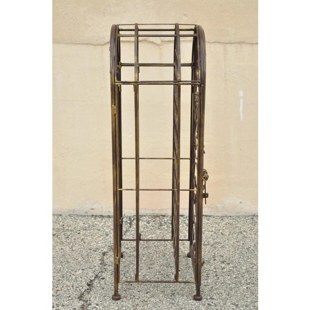 Late 20th Century Mediterranean Style Wrought Iron 37 Wine Bottle Slot Holder Stand With Door For Sale - Image 9 of 12