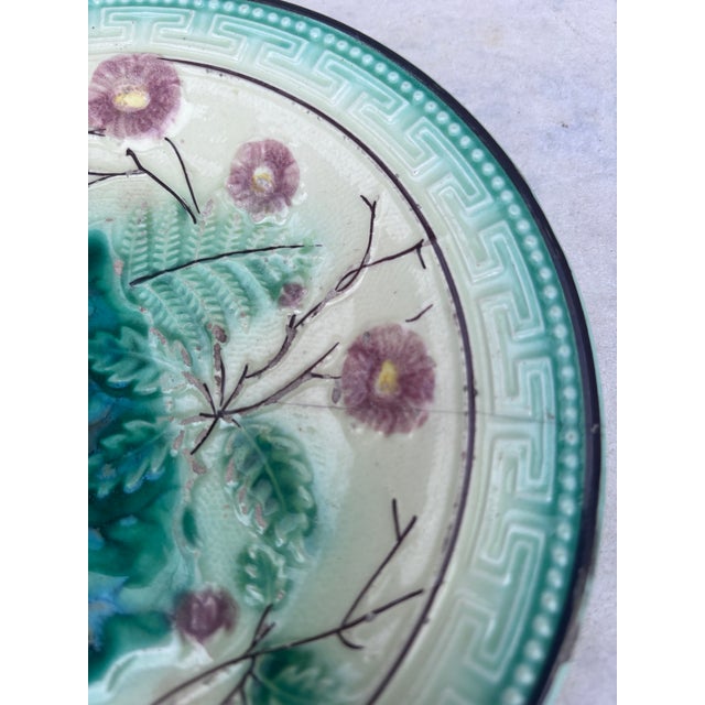German Majolica Leaves & Ferns Plate, Circa 1890 For Sale - Image 4 of 5