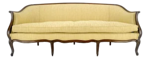 Fine Carved Gold Upholstery Country French c1920s Down Filled Cushion Sofa MINT