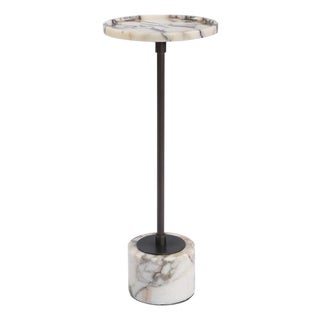 Brunson White Marble Drink Table For Sale