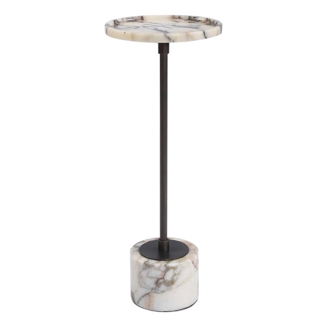 Brunson White Marble Drink Table For Sale