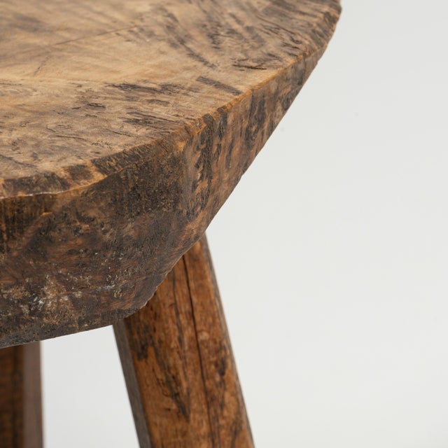 20th Century French Brutalist Oak Stool with Sculptural Form For Sale - Image 10 of 11