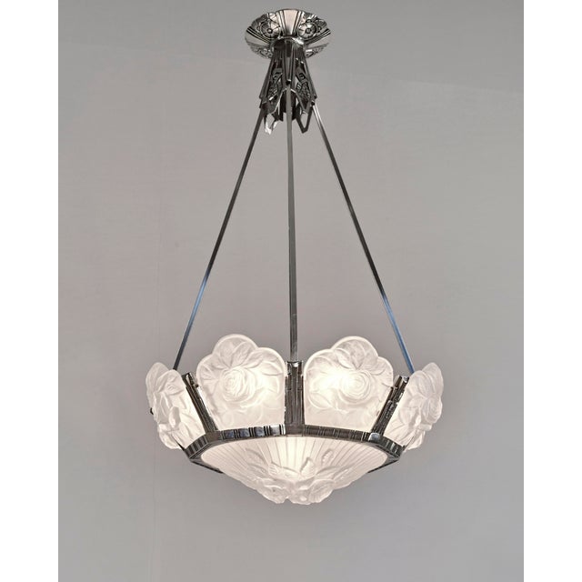 French Art Deco Chandelier by Maurice Model Cristalleries De Verdun - 1930s France For Sale - Image 6 of 10