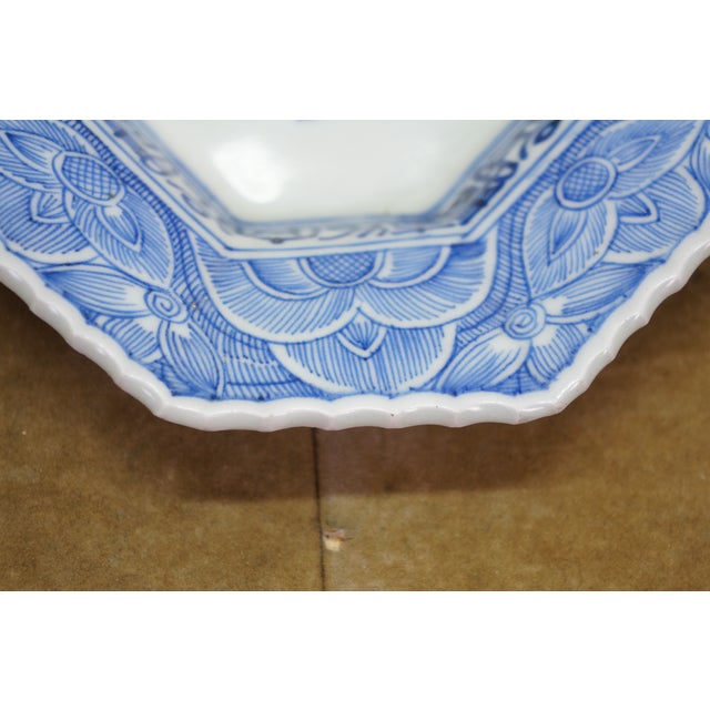 Antique Japanese Blue & White Octagonal Imari Serving Plate Platter For Sale - Image 10 of 14