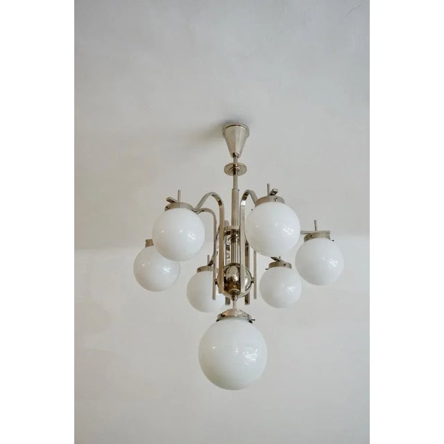 Art Deco Hungarian Chrome Glass Ceiling Lamp, 1930s For Sale - Image 3 of 12