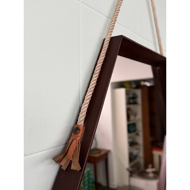 Wood Hexagonal Italian Mirror with Teak Frame, 1950s For Sale - Image 7 of 12