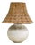 Vintage Ceramic Table Lamp with Rattan Shade, 1980s For Sale