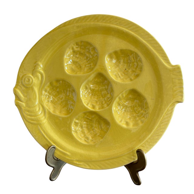 Vintage Oyster Plate in Yellow from Vallauris, 1950s For Sale - Image 4 of 4