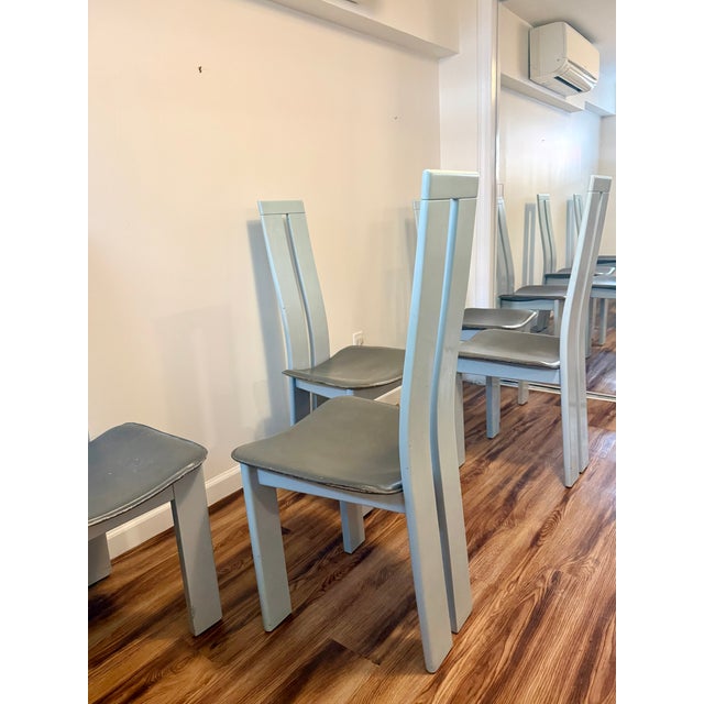 Dove Gray Costatini-Style Dining Chair Set of 6 - 1970s For Sale - Image 8 of 11