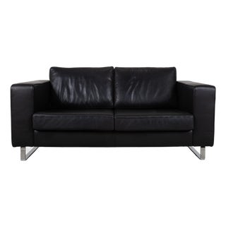 Indivi Leather Two-Seater Black Sofa by BoConcept For Sale