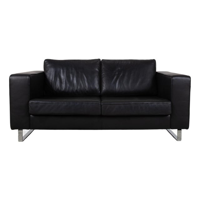 Indivi Leather Two-Seater Black Sofa by BoConcept For Sale