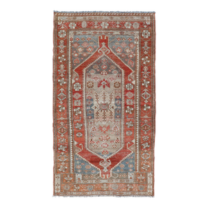 Antique Persian Hamadan Rug With Central Mihrab Motif & Earth Tones 3'10 X 7'6