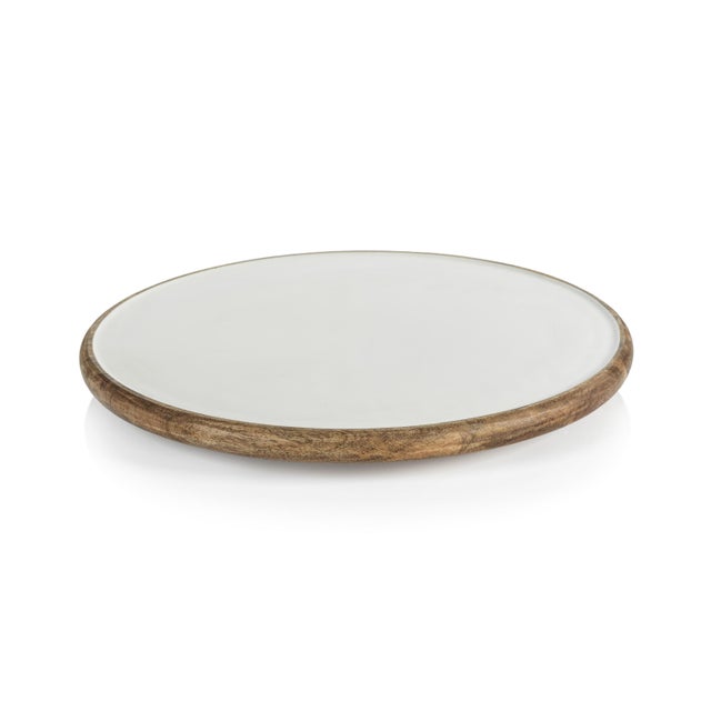 Rustic Petrolina Mango Wood Lazy Susan For Sale - Image 3 of 3