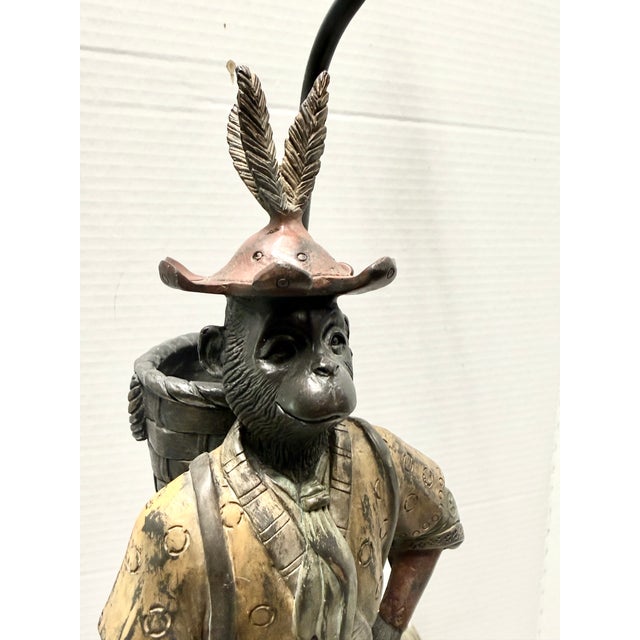 Mid 20th Century Chinoiserie Cast Bronze Figural Table Lamp For Sale In Montgomery - Image 6 of 11