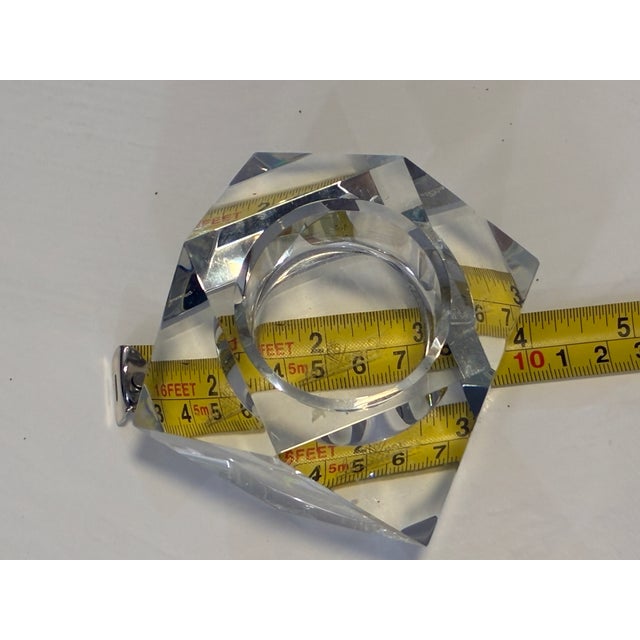 Mid-Century Modern Vintage Geometric Crystal Votive Candle Holders - Pair (Includes Signed Rosenthal) For Sale - Image 3 of 6