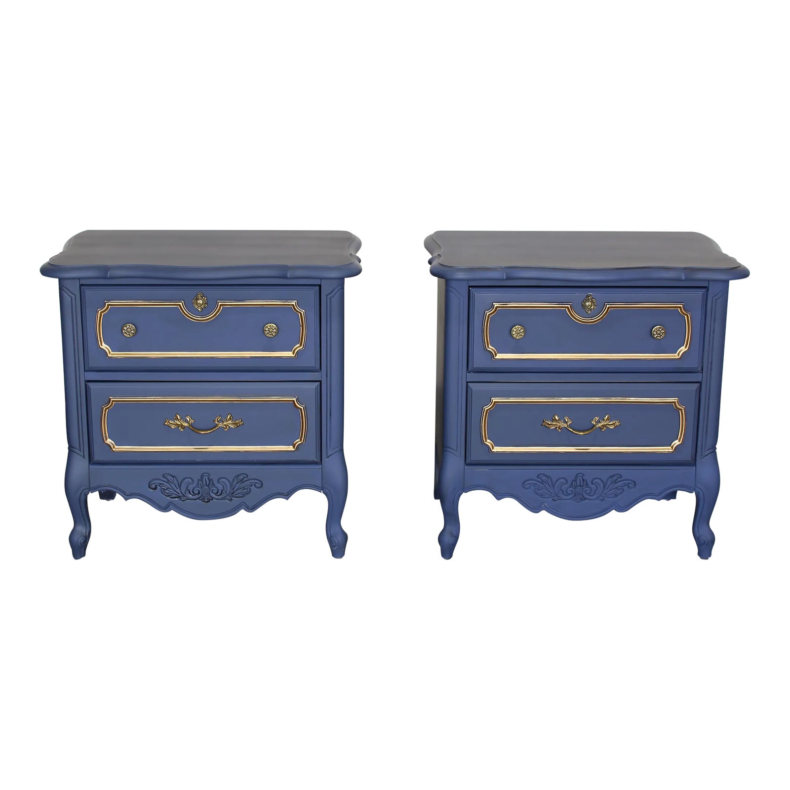 Vintage French Provincial Blue Nightstands, a Pair | Chairish