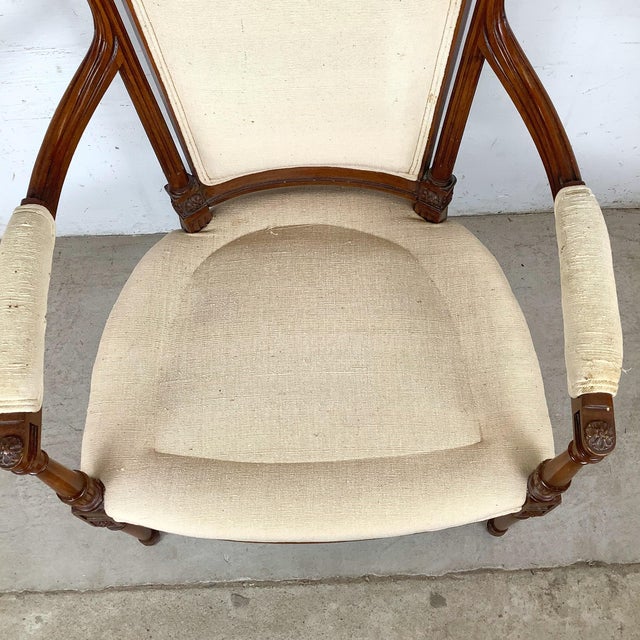 Wood Vintage French Louis XVI Style Fauteuil Armchair For Sale - Image 7 of 12