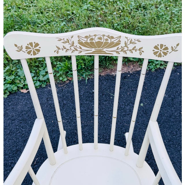 1960s Vintage 1960s Child's White Wood Rocking Chair by Thayer For Sale - Image 5 of 7