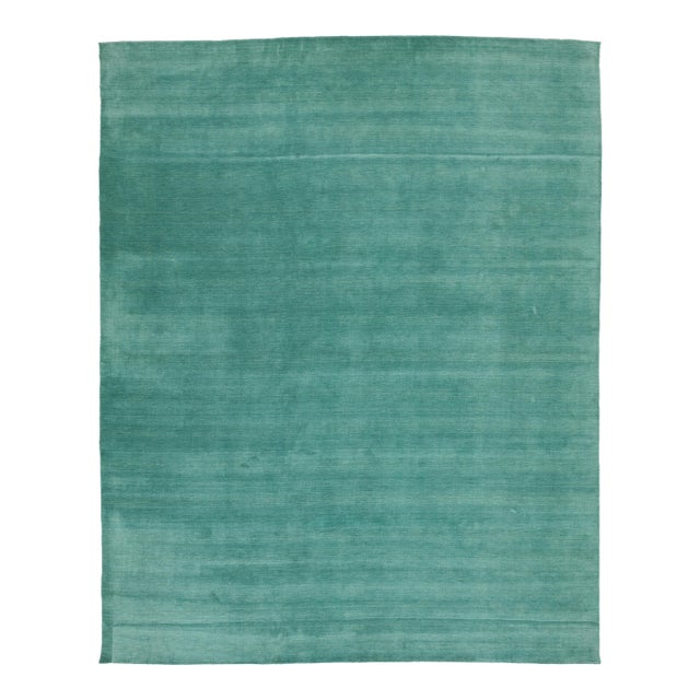 Apadana's Modern Gabbeh Hand-Loom Wool Area Rug in Deep Teal For Sale