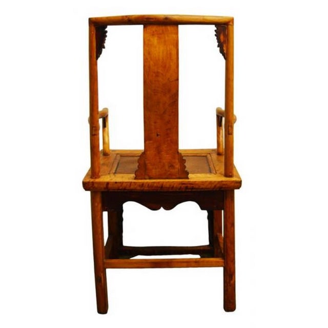 Antique Hand Carved and Lacquered Elmwood Chair from 19th Century China For Sale - Image 9 of 9