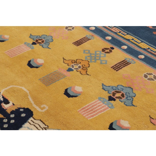 Antique Chinese Ningxia Pillar Runner With Golden Celestial Dragons - Rug & Kilim For Sale - Image 11 of 13