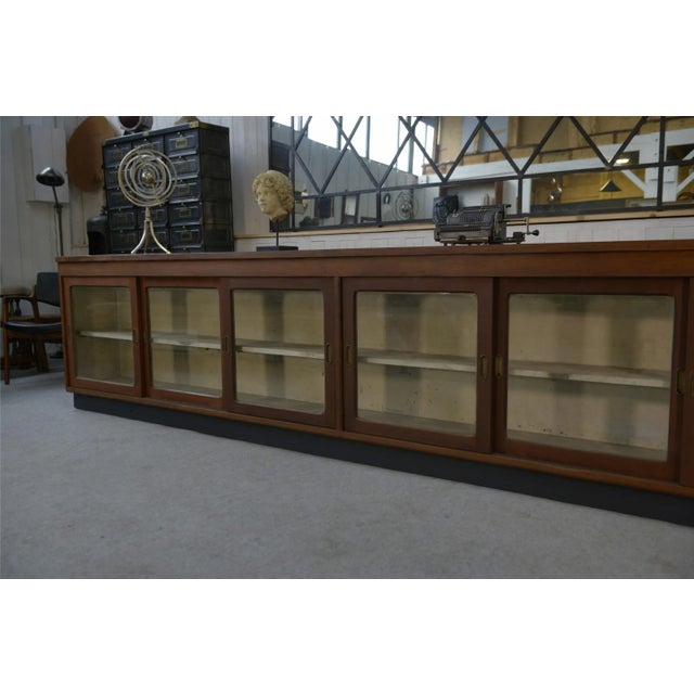Large Counter Sideboard with Sliding Glass Doors, 1960s For Sale - Image 10 of 13