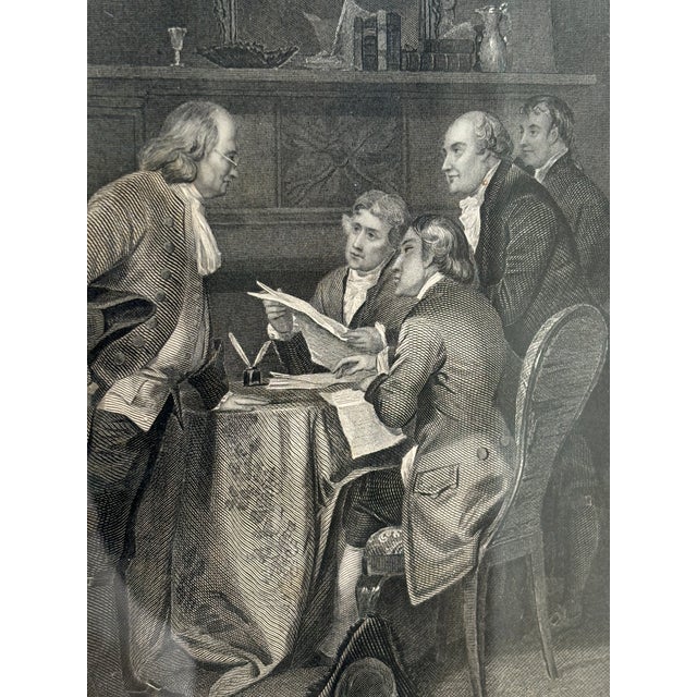 1867 "Drafting the Declaration of Independence" Steel Engraving After Alonzo Chappel -- Framed For Sale - Image 11 of 12