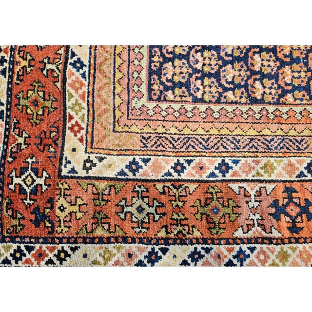 19th Century Kurdish Gallery Rug, Hand-Knotted Wool, Allover Paisley Pattern, Navy & Terracotta, 6' X 15' For Sale - Image 18 of 18