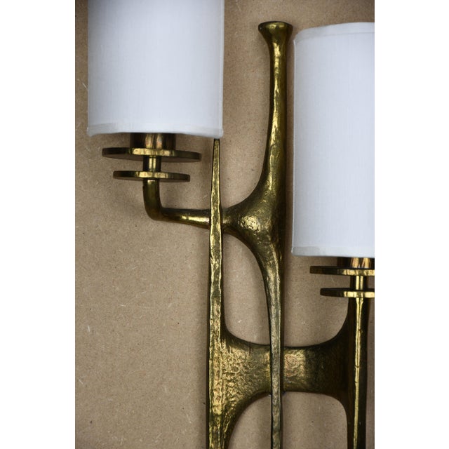 Sculptural Brutalist Bronze Wall Sconces by Félix Agostini, 1960, Set of 2 For Sale - Image 6 of 17