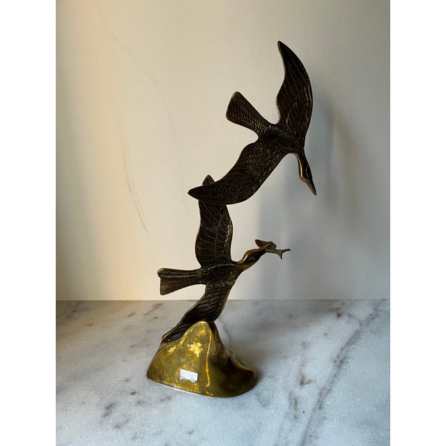 Mid Century Modern Brass Birds Seagull Sculpture For Sale - Image 10 of 12