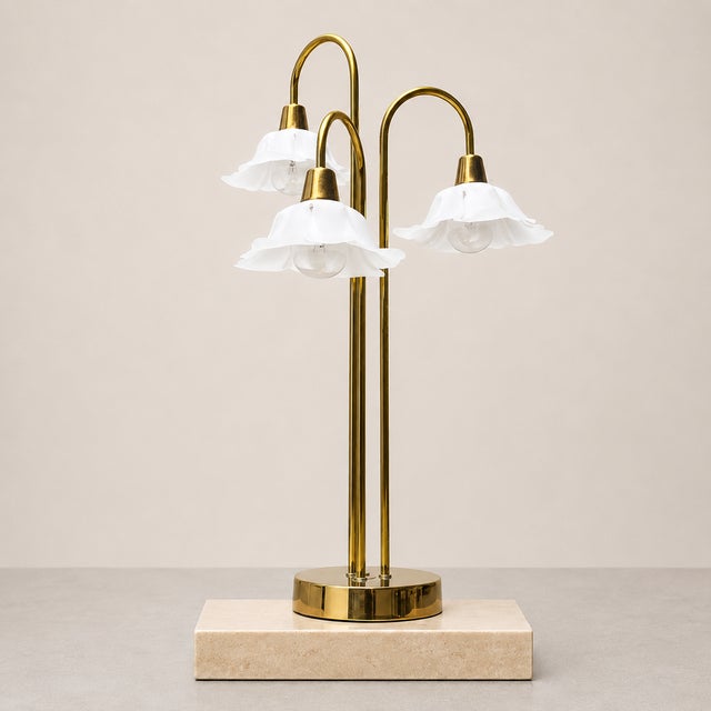 Hollywood Regency 1960s Hollywood Regency Brass Waterfall Table Lamp For Sale - Image 3 of 7