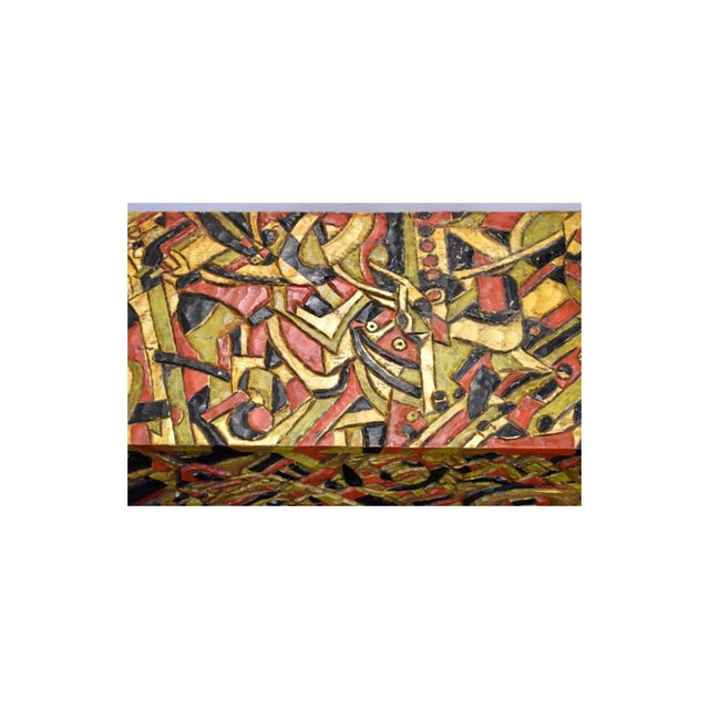 Carved and Painted Trunk Dated 2006 Is Signed by the Listed Artist Tom Cramer (Oregon, 1960 - ) For Sale - Image 4 of 8