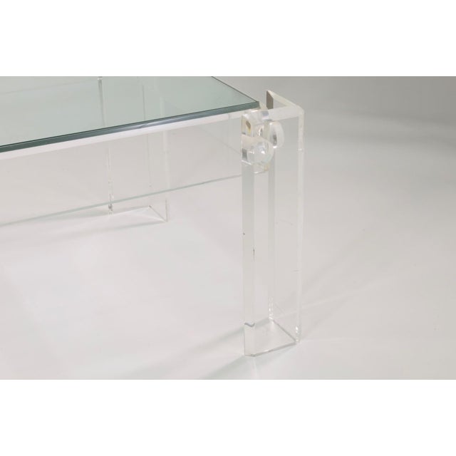 Mid-Century Modern Charles Hollis Jones 1970s Glass Top Lucite Base Coffee Table For Sale - Image 3 of 6
