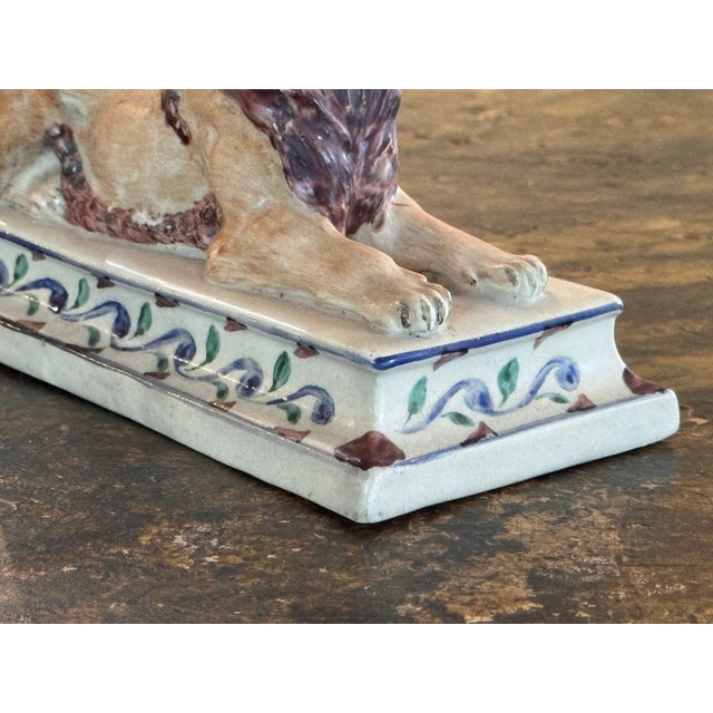 19th Century English Polychrome Pottery Lion For Sale - Image 6 of 7