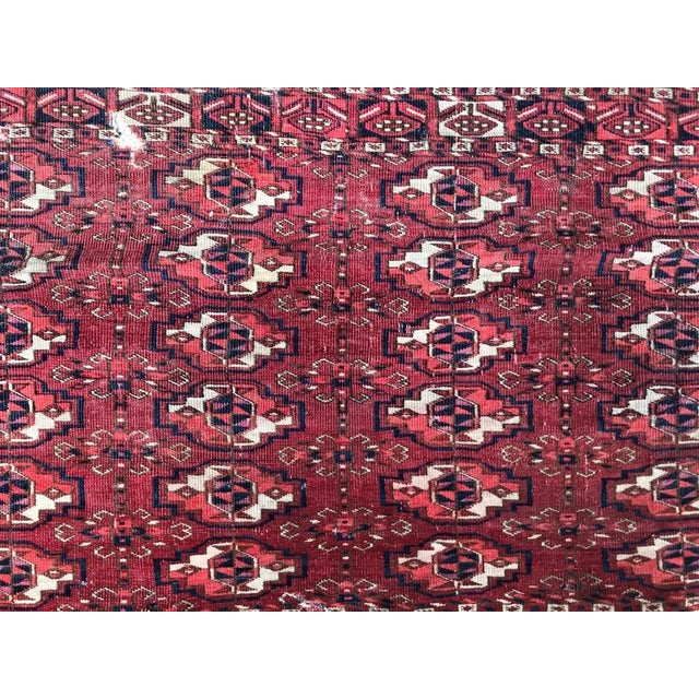 Beautiful fine late 19th century Turkmen for horse cover or Chuval, with nice Boukhara design and natural red field...