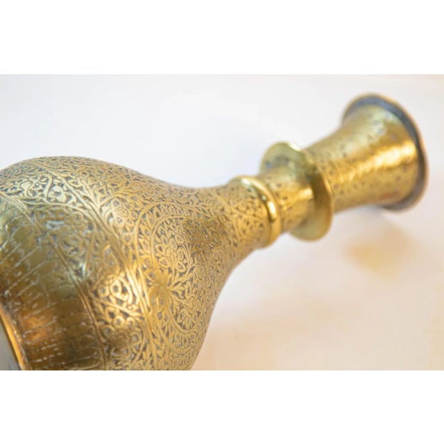 Brass Antique Mughal Engraved 19th Century Hookah Base Indo-Persian For Sale - Image 8 of 13
