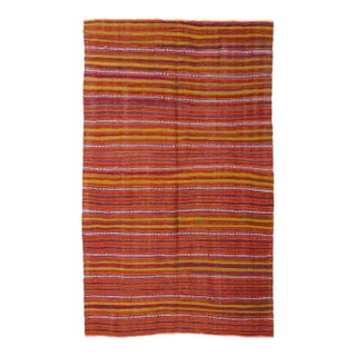 Turkish Vintage Striped Kilim Rug - 4`8" X 7`7" For Sale