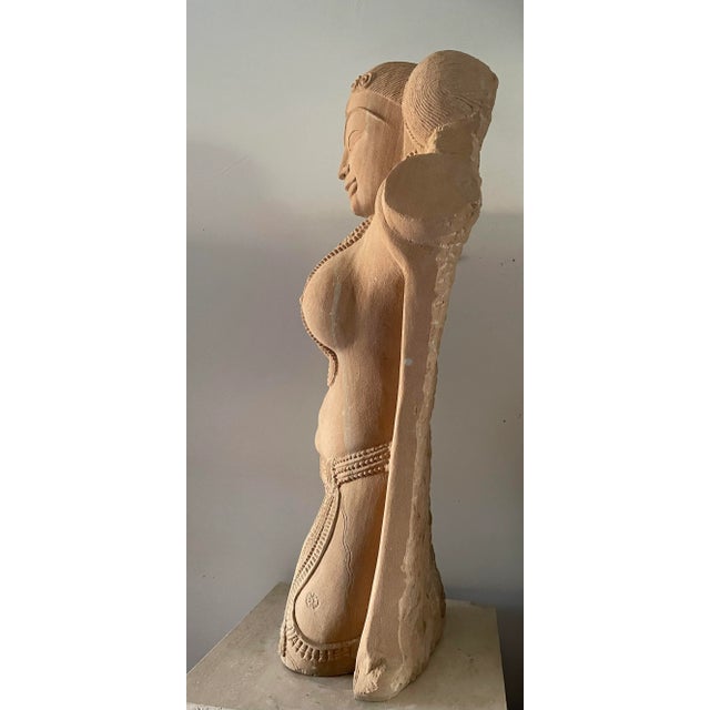 1990s Bust Lady Sculpture Statue Vintage Hand Carved Stone Decor Art Collectible For Sale - Image 12 of 12