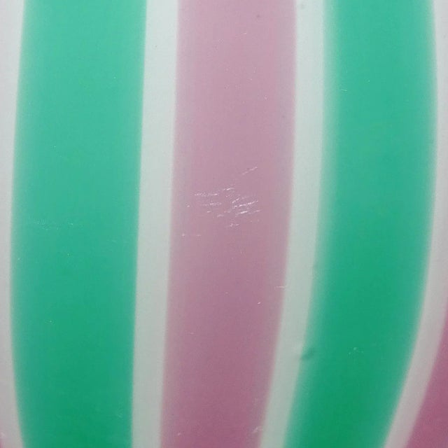 Mid 20th Century Murano Fratelli Toso Satin Surface Pink Green Canne Vintage Italian Art Glass Mid-Century Modern Pitcher For Sale - Image 5 of 6