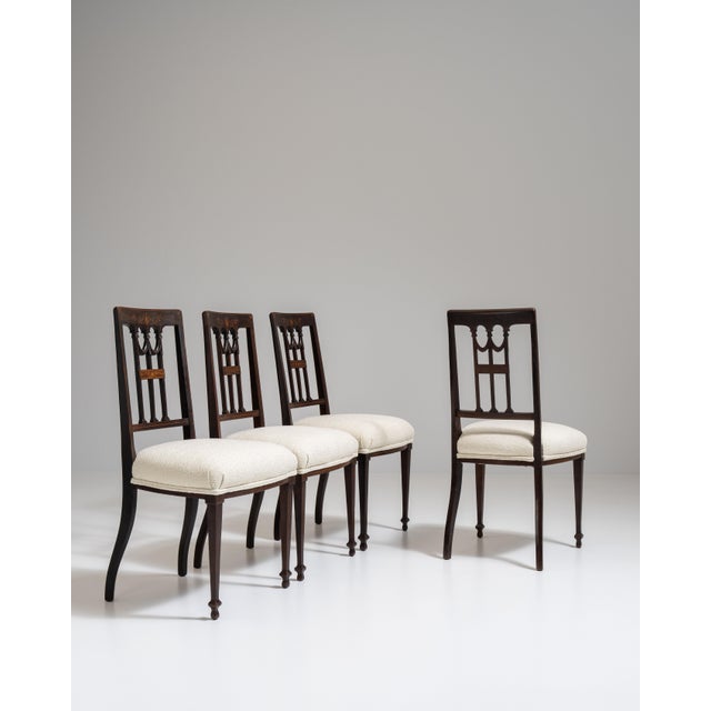 Set of Four 19th Century French Dark Brown Neoclassical Chairs with Upholstered Seats For Sale - Image 9 of 15