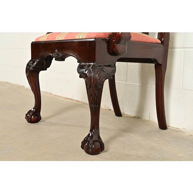 Brown Kindel Furniture Chippendale Carved Mahogany Dining Arm Chairs, Pair For Sale - Image 8 of 13
