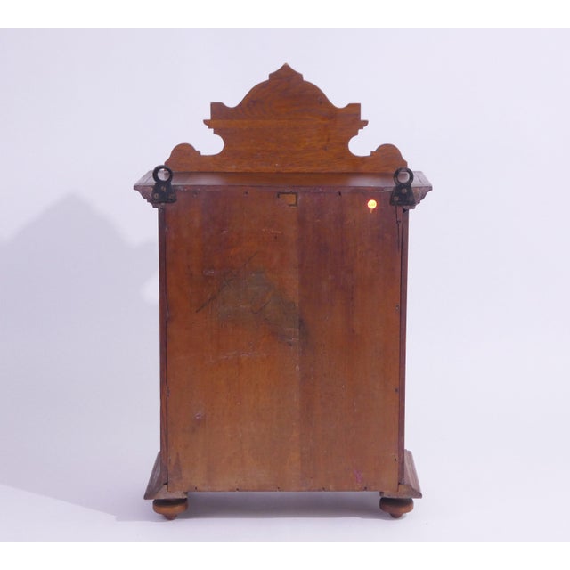Vintage Wooden Wall Cabinet with Ornate Brass Hinges and Lion Head, 1940s For Sale - Image 4 of 11