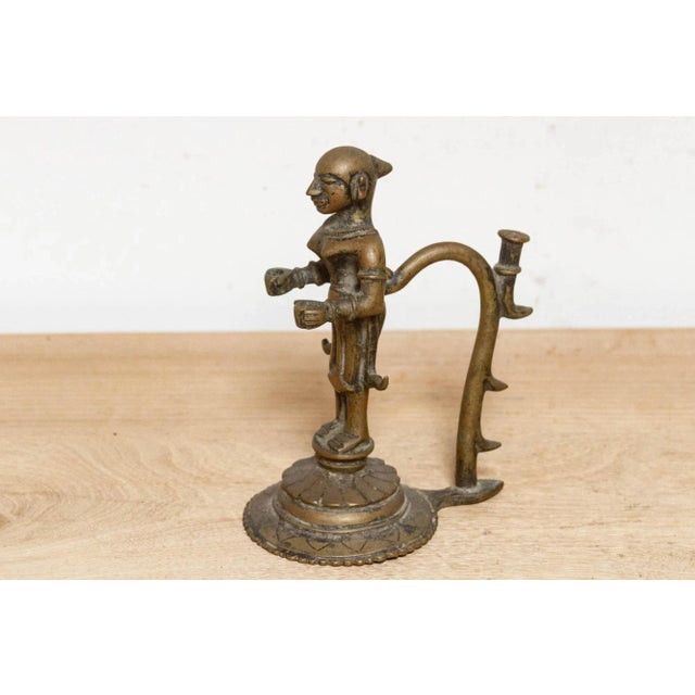 Antique Indo-Tibetan Bronze Oil Lamp For Sale In Los Angeles - Image 6 of 7